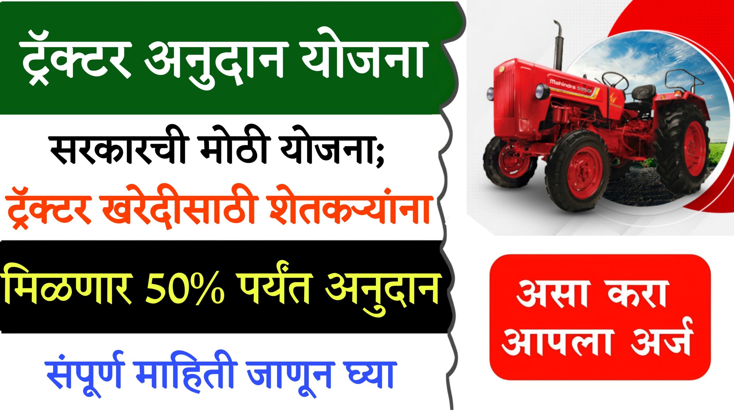 tractor loan सरकारची मोठी योजना; ट्रॅक्टर खरेदीसाठी शेतकऱ्यांना मिळणार 50 टक्क्यांपर्यंत अनुदान